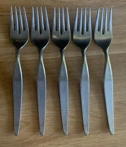 Lot of 5 Salad Forks Noritake LINDEN Japan 18/8 Stainless 6 5/8” MCM - Picture 1 of 5