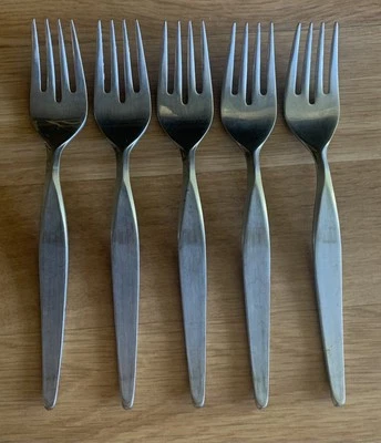 Lot of 5 Salad Forks Noritake LINDEN Japan 18/8 Stainless 6 5/8” MCM - Image 1 of 4