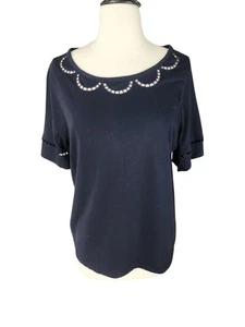 Camiseta Talbots Minimalista Pima Algodón Mujer Talla 1X Pequeña Azul Marino Manga Corta - Imagen 1 de 7