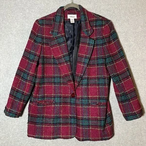 Vintage Worthington Woman 16W Tartan Plaid Blazer Jacket Long Rainbow Phoebe 90s - Bild 1 von 10