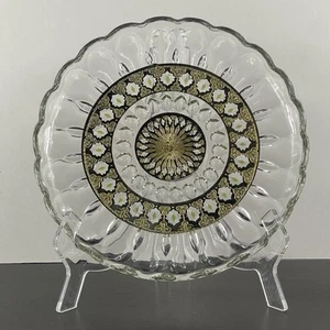 Vintage Durchbruch Glas MCM Servierplatte "Valencia" 22K Gold Overlay Platte USA - Bild 1 von 12