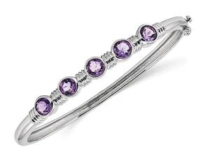 Sterling Silver Amethyst Bangle Bracelet (3 Carat ctw) - Picture 1 of 4