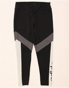 ADIDAS Womens Climalite Graphic Leggings UK 16/18 Large Black Colourblock CI03 - Picture 1 of 3