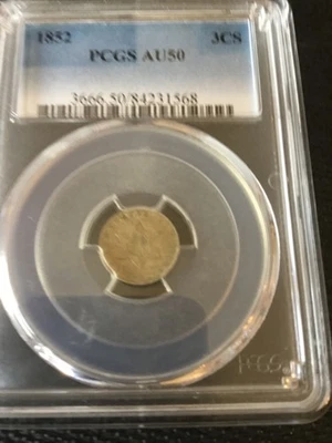 1852 3 cent silver pcgs au 50 - Image 1 of 4