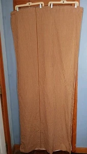 Two Brown And White Striped Curtain Panels Lined Size 76"L× 35"W & 1 Sash - Picture 1 of 15