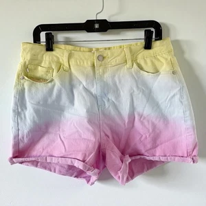 Judy Blue Multicolor Ombre Dip Dye Stretch Flat Front Denim Cut-Off Shorts 1XL - Picture 1 of 21