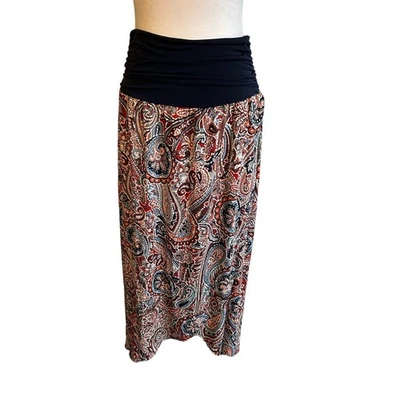 Apt. 9 Maxi Abrigo Colorido Paisley Falda con Cintura Ancha fruncida, Talla XL Foto 1 de 4