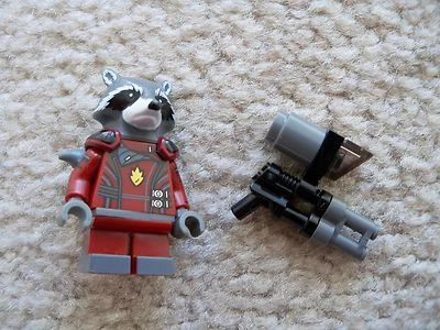 LEGO Marvel Guardianes de la Galaxia - Raro - Minifigura Mapache Cohete con Pistola - Nuevo Foto 1 de 2