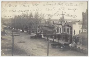 1907 Almena, Kansas - ECHTFOTO Main Street Storefronts - Vintage Postkarte - Bild 1 von 2