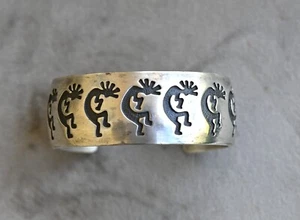 Hallmarked "FIJ" Navajo Sterling  Kokopelli Cuff Bracelet 43 grams 6.75" wearabl - Picture 1 of 10