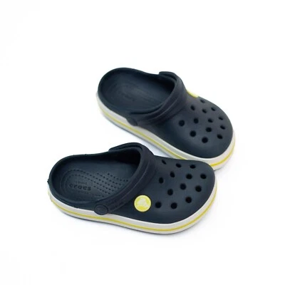 Crocs Criança C8 Azul Amarelo Tamanco Sapatos Bebês Meninos Meninas Leve - Imagem 1 de 4