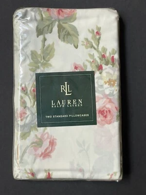 NUEVO *Par Ralph Lauren Faye *FUNDAS DE ALMOHADA ESTÁNDAR Floral SHABBY Blanco 200 TC Foto 1 de 4
