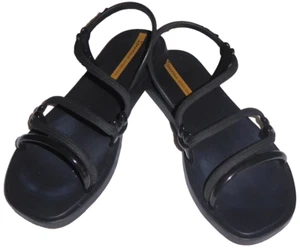 Schwarze flache Damen-Sandalen Solar Ipanema Riemchen Gummi Freizeit Strand 8 - Bild 1 von 7