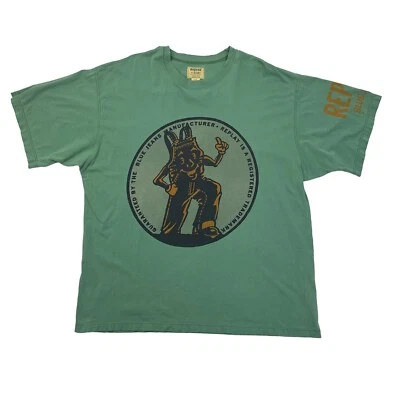 Replay Basic T Shirt Mens L Large Green Sanforized Cotton Union Made In USA Tee - Image 1 of 4