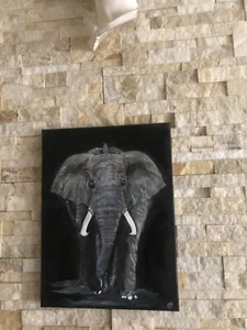 Quadro Dipinto a mano su tela ''ELEFANTE '' firmato e autenticato - Foto 1 di 3