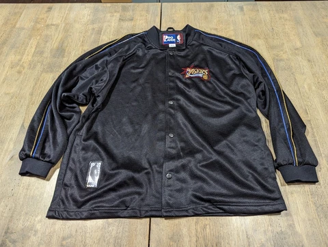 Vintage Philadelphia 76ers Sixers NBA Pro Player Warmup Jacket Mens M Black Cover