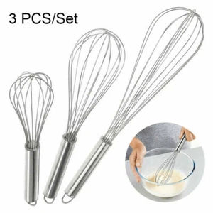 Brand New Stainless steel Whisk Egg Beater Manual Balloon Set Wire Milk Blender - Picture 1 of 14