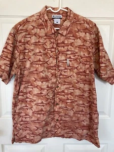 Columbia Men’s Orange Short Sleeve Fish Shirt Size Large - Picture 1 of 6