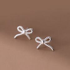 925 Solid Sterling Silver Small Tiny Bow Ear Studs Earrings