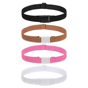 4 Pack Kids Elastic Adjustable Belts for Girls Easy Buckle Invisible Flat Buc... - Picture 1 of 7