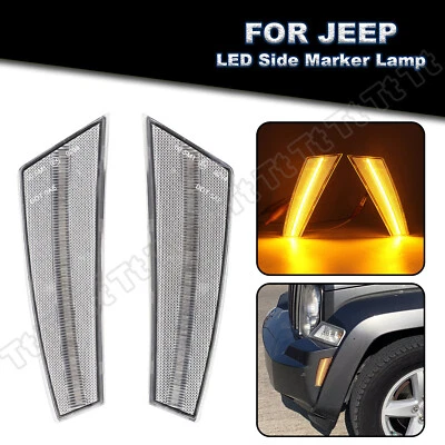 Amber LED Front Bumper Side Marker Lights Signal Lamp For 2008-2012 Jeep Liberty - Image 1 of 4