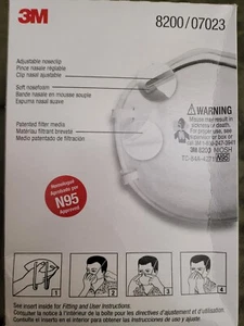 Mascarilla facial respiradora de partículas 3M 8200 N95 (el listado es para 20 máscaras) caducidad 29/07 - Imagen 1 de 2