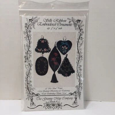 Silk Ribbon Embroidered Ornaments Pattern 3" - 4" The Granny May Company - Image 1 of 4