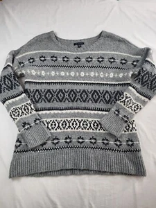American Eagle Outfitters Sweater Womens Size XL Gray Fair Isle Nordic Winter - Picture 1 of 17