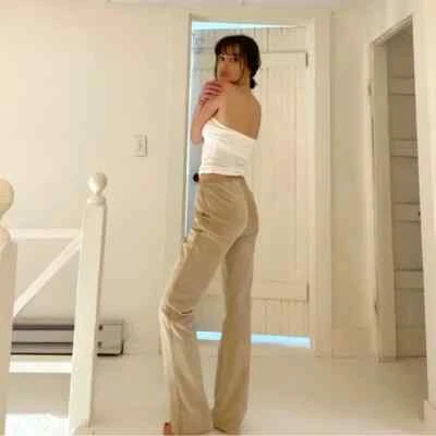 Pantalones de cuero Moda International Vintage Y2K beige talla 6 Foto 1 de 4