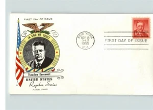 THEODORE ROOSEVELT, President, 1955 First Day of Issue by FLUEGEL - Picture 1 of 1