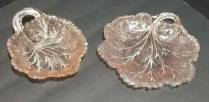 Vintage Glass Set of 2 Plate-Tree of Life Design Plate two sizes light Pink - Picture 1 of 6