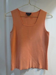 Ann Taylor 100% Silk Orange Square Neck Ribbed Pullover Tank Sweater Size XS - Picture 1 of 13
