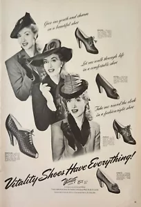 Zapatos Vitality 1941 vintage Ad Fontaine Juanita Mayda Melanie - Imagen 1 de 1