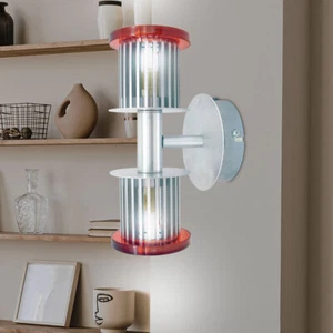 Lampada da Corridoio Luce Parete 2 Fiamma Vetro Argento Arancione G9 Dxh 12x22cm - Foto 1 di 6