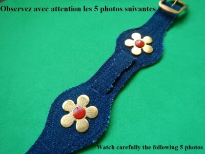 10 mm 12 mm BRACELET HIPPIE BLEU JEAN FONCÉ LANIERE DE FORCE POUR ANSES FIXES - Photo 1/4