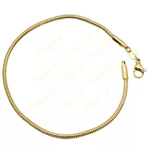Men & Women's Genuine 18K Yellow Gold Filled Snake Chain Bracelet/Anklet 9 inch - Picture 1 of 2
