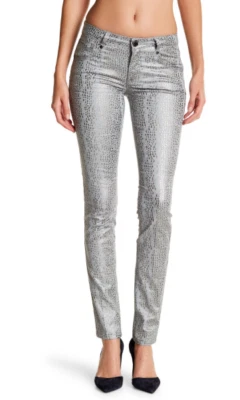 Vertigo Foil 印花紧身牛仔裤灰银色 27 码 — 第 1/3 张图片