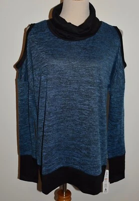 Nueva Camisa RBX Grande Manga Larga Azul Negro Cuello Alto Hombro Frío Top Foto 1 de 4