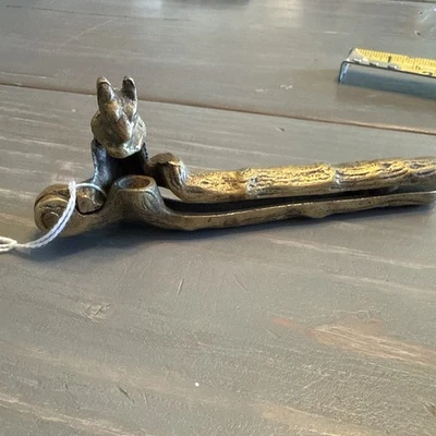 Vintage Squirrel Brass Nut Cracker Solid Heavy Nutcracker Branch Limb 6" - Image 1 of 4