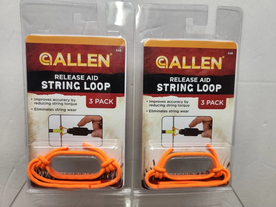 Allen Release Aid String Loop #548 Neón Naranja y Verde Lote de 2 Paquetes de 3 Nuevos Foto 1 de 1