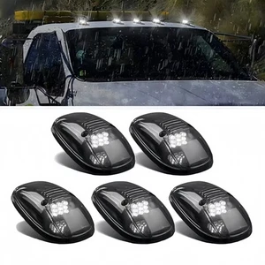5 Pack LED Cab Roof Marker Running lights Kit White Smoked for Trucks SUV Pickup - Picture 1 of 11