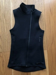 NIKE RUNNING WOMEN'S THERMA-FIT BLACK COLD WEATHER ASYMMETRICAL ZIP-UP GILET XS - Picture 1 of 23