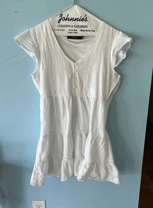 Women's White Tiered Mini Dress Half Side Zip Lined Size M - Picture 1 of 13