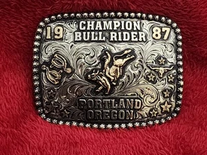 Rodeo BULLRIDER Championship Trophy Buckle☆Portland Oregon☆1987☆Rare☆564 - Picture 1 of 17