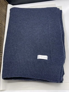 Sferra PETTRA Midnight 100% Lambswool Knit Soft Ribbed Throw Blanket 50x70" New - Picture 1 of 6