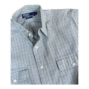 Polo Ralph Lauren Graph Check Plaid Button Down Work Shirt Men’s M Cotton 90’s - Picture 1 of 11