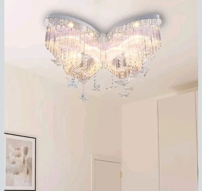 Lámpara de techo de 3 colores que cambia de color lámpara de cristal lámpara accesorio mariposa Foto 1 de 4