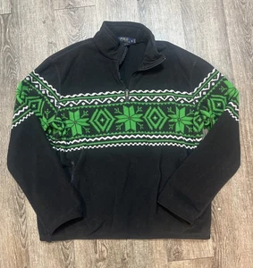 Polo Ralph Lauren Herren schwarz grün Nordic Snow 1/4 Zip kuscheliger Fleecepullover XL - Bild 1 von 8