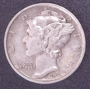 1941-S Mercury Dime 90% SILVER Circulated San Francisco Mint - Picture 1 of 2