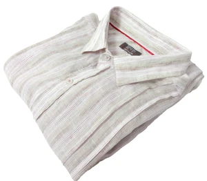 Jeff Banks Shirt Men's UK Size XL Pink Stripe Long Sleeve 100% Linen Easy Care - Picture 1 of 17